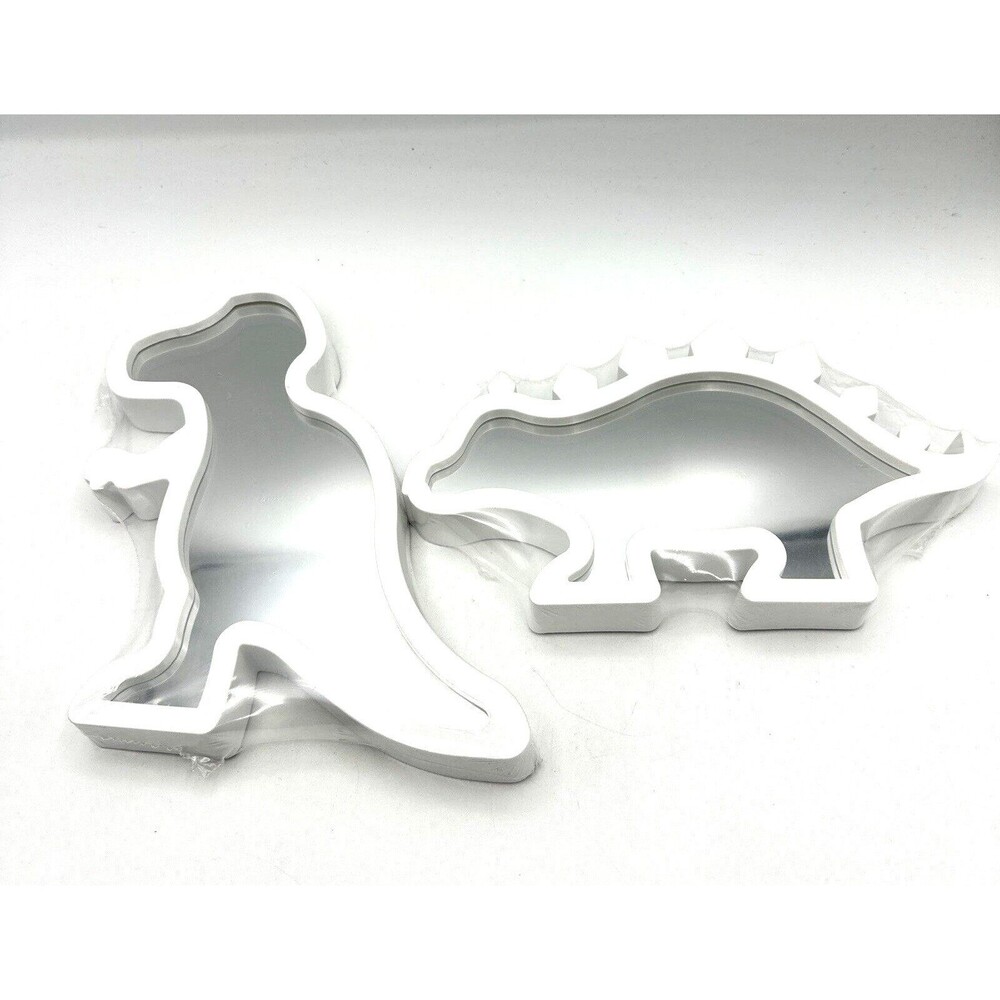 2 Pack Dinosaur Mirrors T-Rex & Stegosaurus White Frame- NEW SEALED